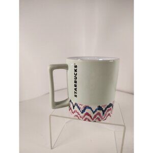 Starbucks 2017 Valentine Collection Ikat Coffee Mug, Mint Green w/ Design, 12 oz